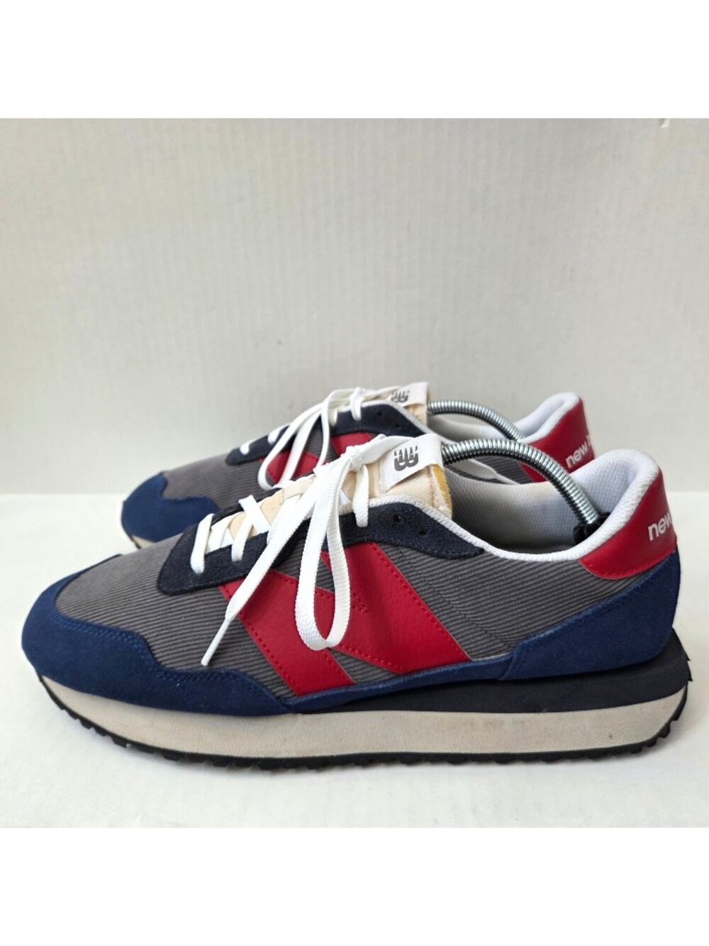 New Balance 237 Sneakers Mens 12 Gray Corduroy Red Blue Shoes